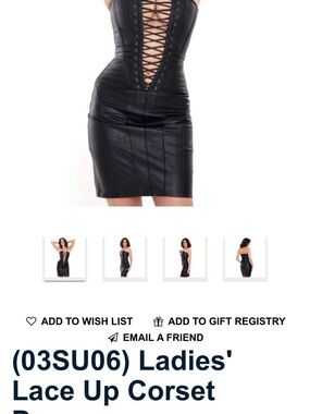 Ladies' Lace Up Red Leather Corset Strapless Dress